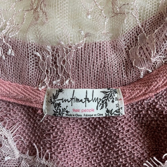 Free People Intimately FP Sweater Girl Talk Pullover Lounge Lace Pink XS - Picture 10 of 14